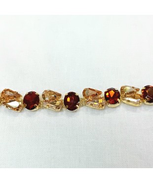 Τρεσα Στρας καφε με μπεζ swarovski 1εκ φαρδος 